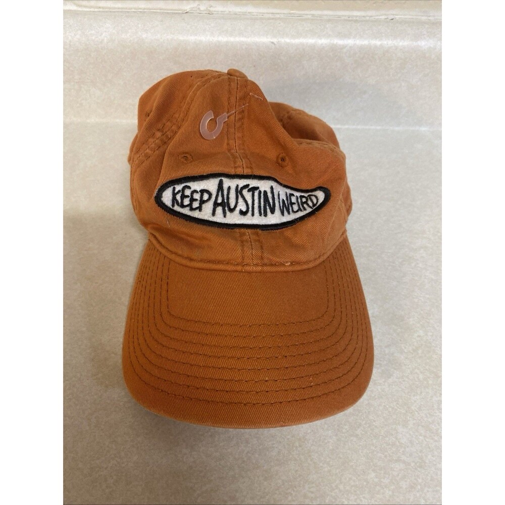 Keep Austin Weird Hat Cap Strap Back Orange Adjustable Outhouse Design